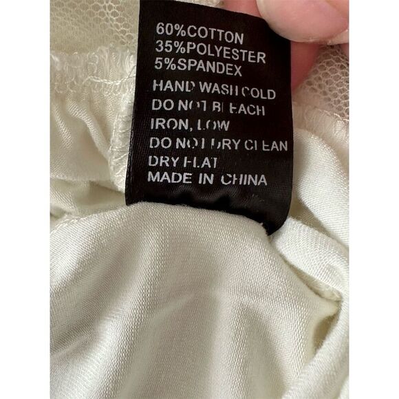 POL Women's White 3/4 Sleeve Blouse Lace Hem Scoop Neck Size M NWOT - Picture 6 of 7